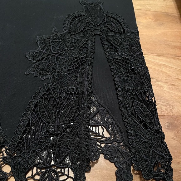 NWT Jonathan Simkhai Applique Knit Midi Bodycon Pencil Skirt Slit Black 0 - Picture 2 of 3